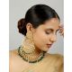 Classic Kundan Necklace Set With Chandelier Earrings